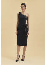 Pretty Dress Company Cybele One Shoulder Black Pencil Dress